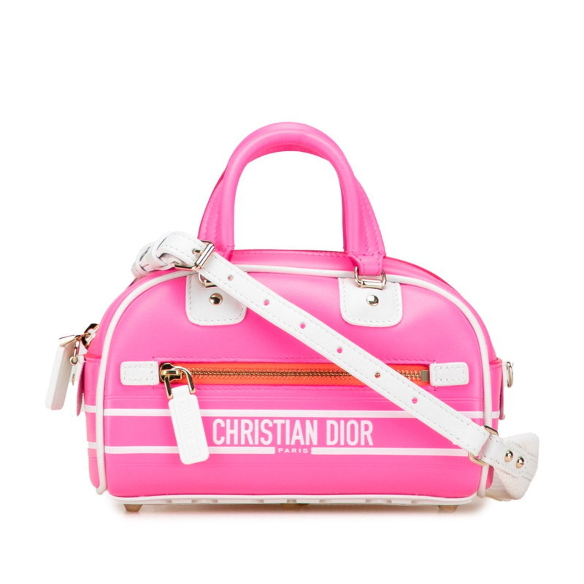 Christian Dior Pink White Leather Handbag  