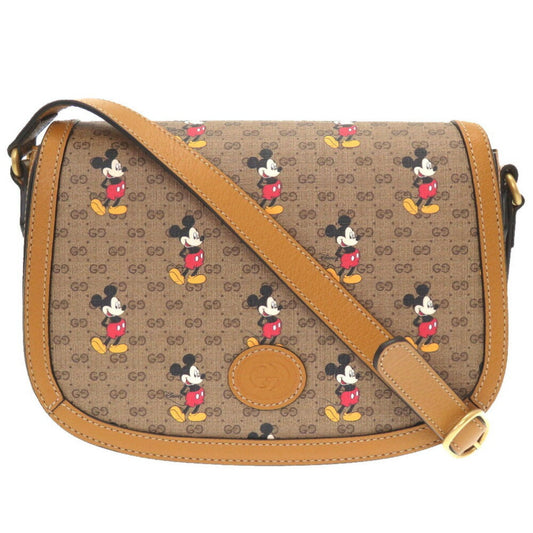Gucci GG Supreme Brown Leather Shoulder Bag