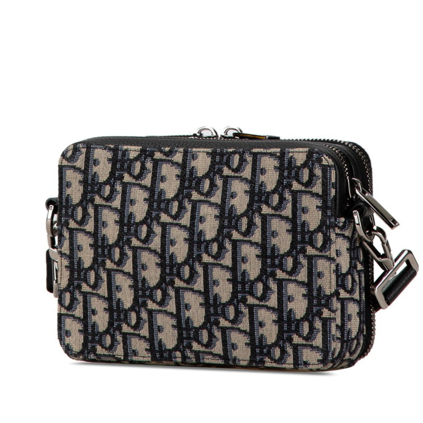Christian Dior Beige Navy Jacquard Shoulder Bag  