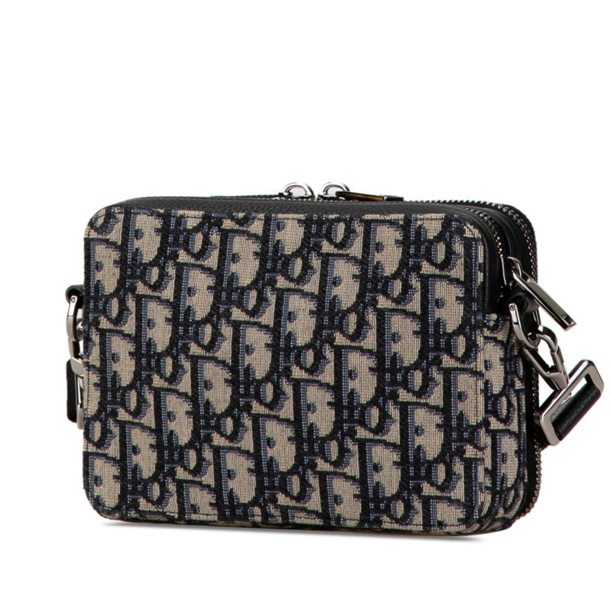 Christian Dior Beige Navy Jacquard Shoulder Bag  