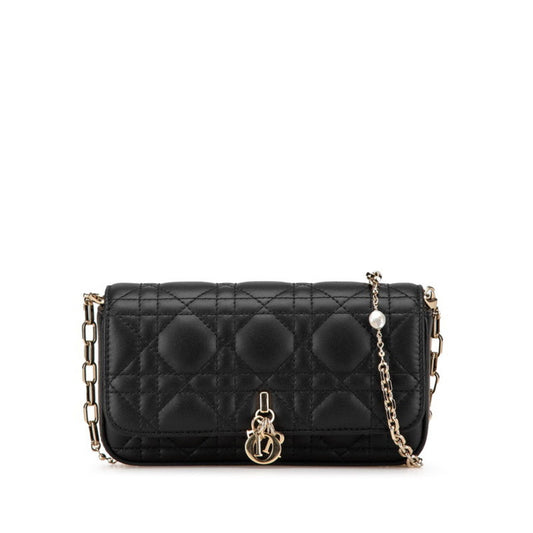 Christian Dior Black Leather Shoulder Bag  