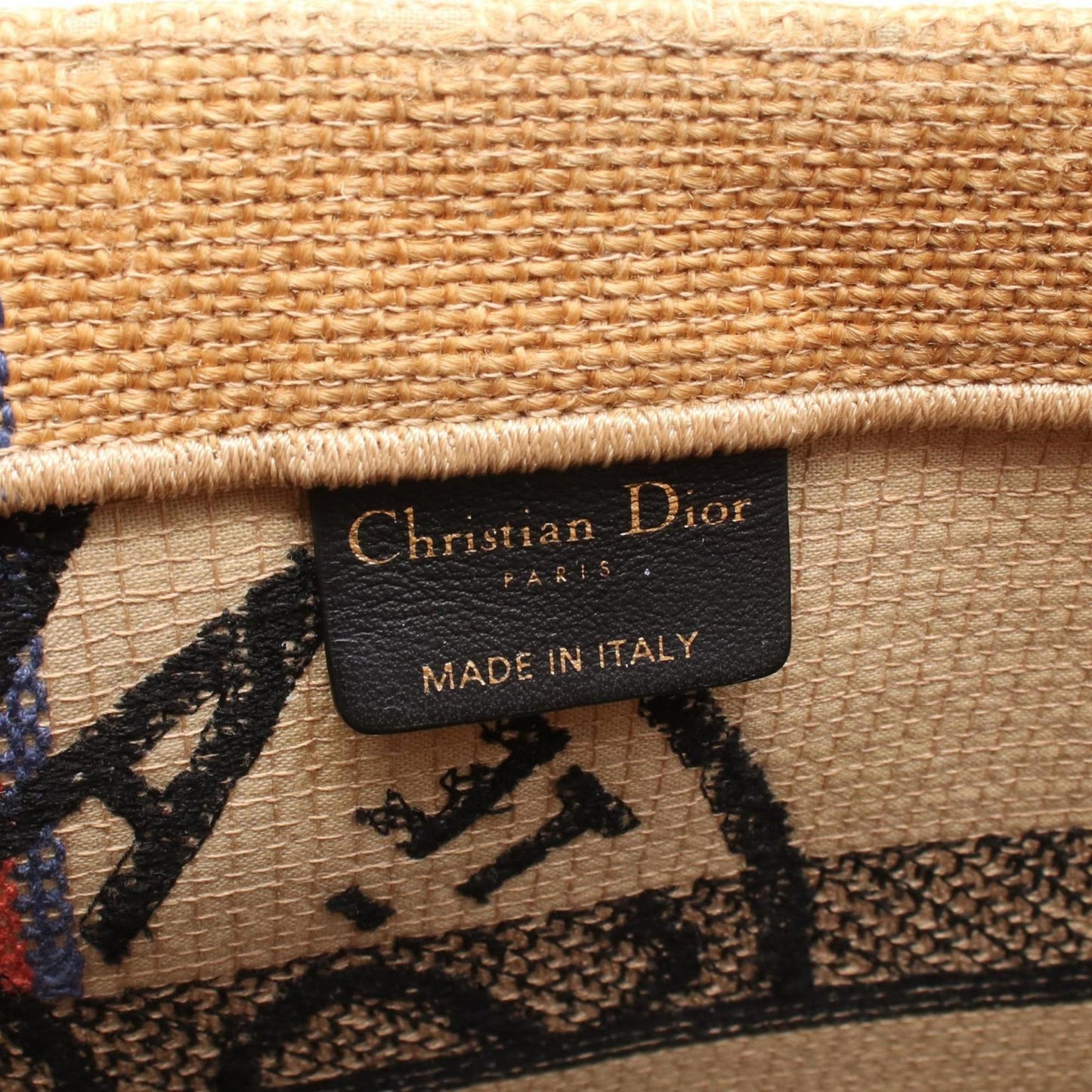 Christian Dior Black Brown Multi-Color Raffia Tote Bag  