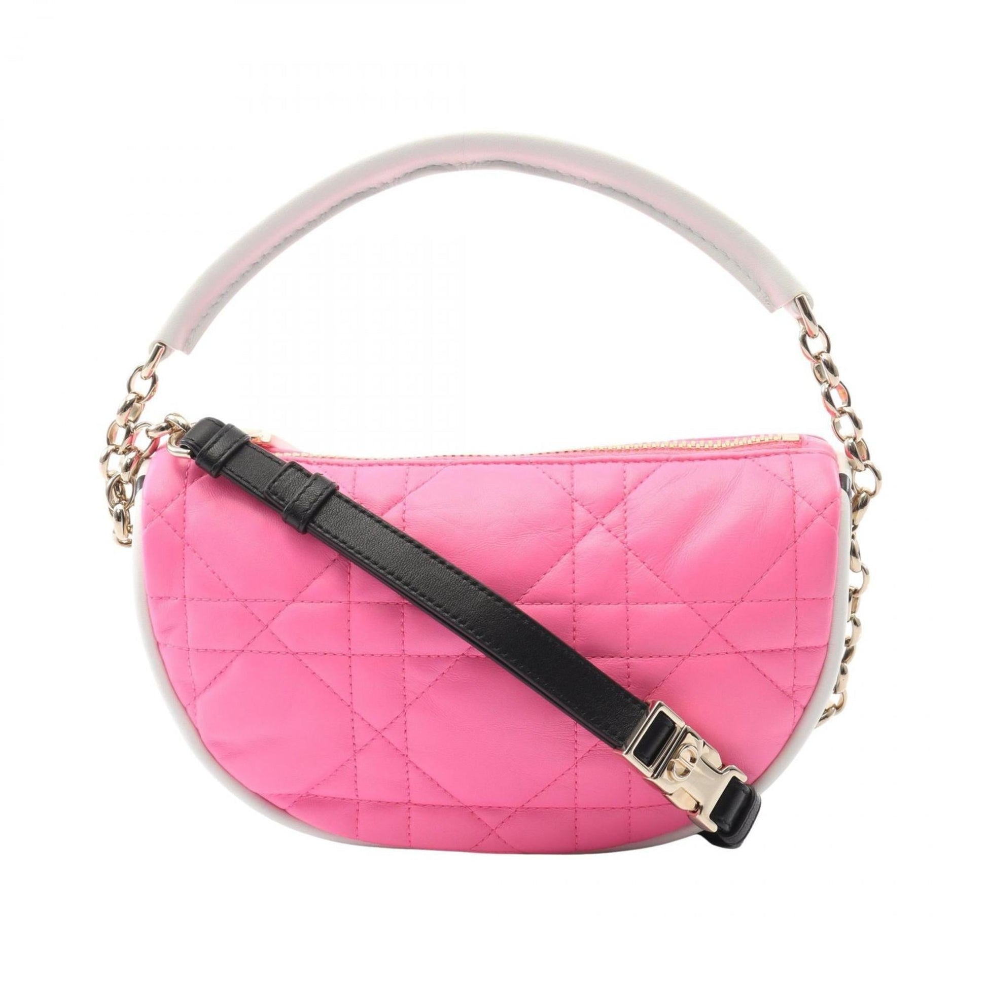 Christian Dior Black Pink White Leather Shoulder Bag  