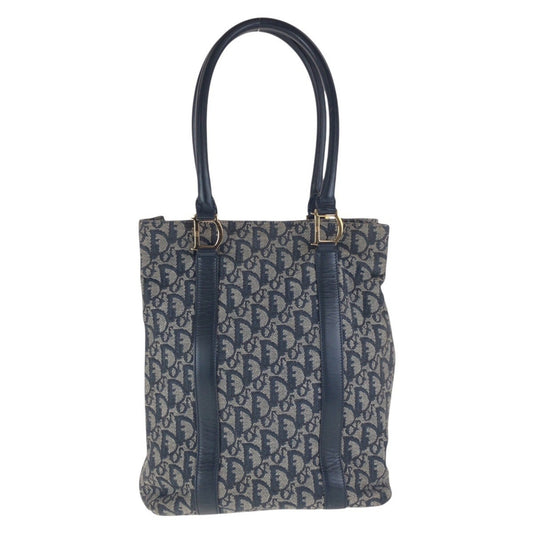 Christian Dior Navy Canvas Leather Shoulder Bag Tote Bag  