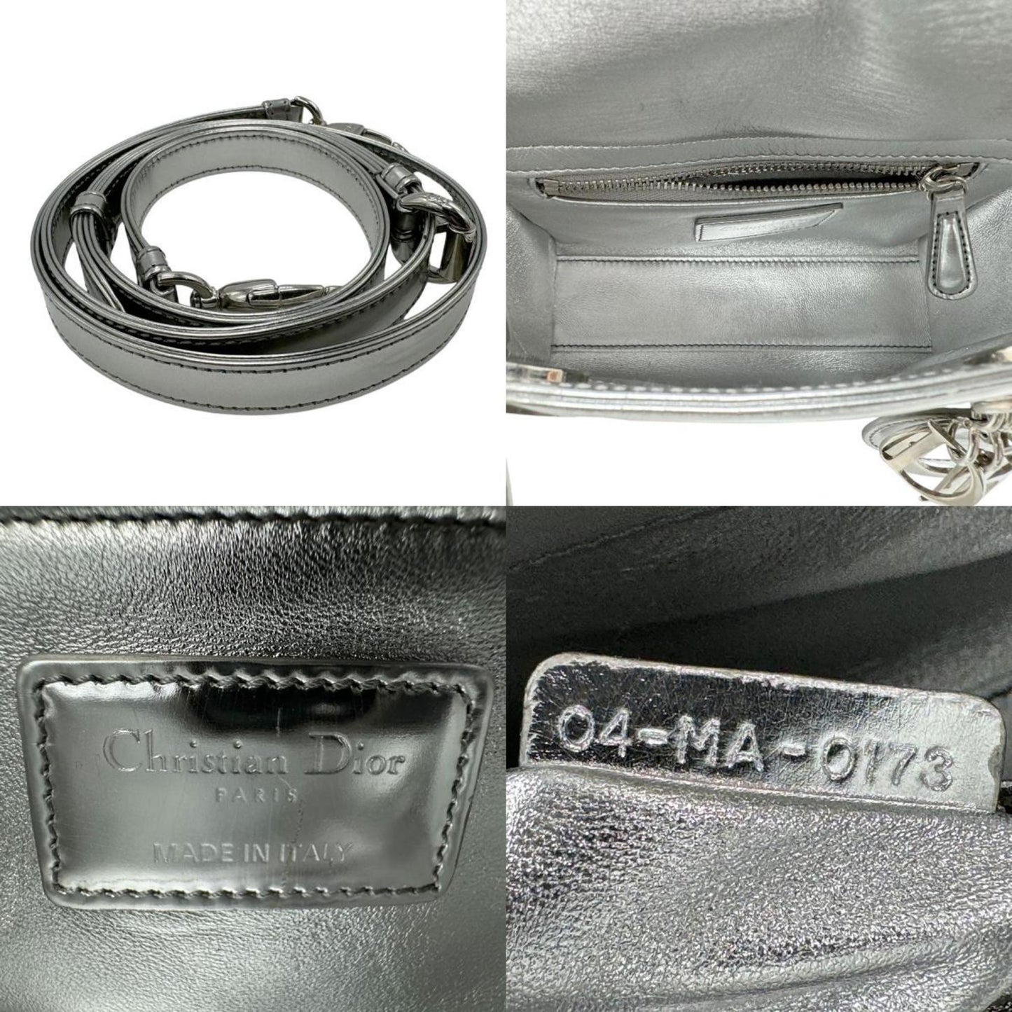 Christian Dior Silver Leather Handbag Shoulder Bag  