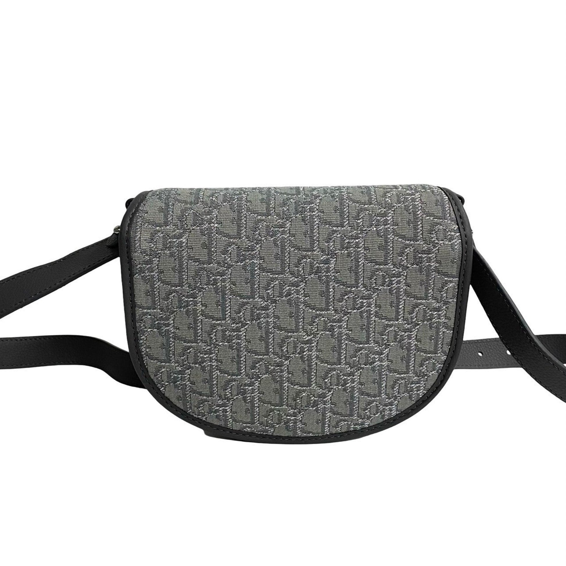 Christian Dior Gray Canvas Leather Shoulder Bag  