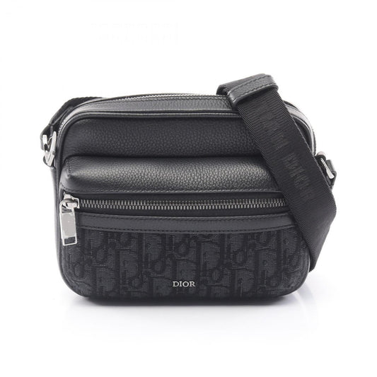 Christian Dior Black Canvas Leather Messenger Bag Shoulder Bag  