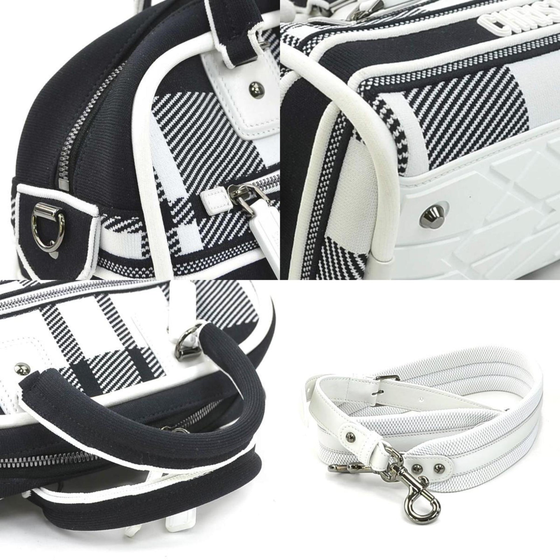Christian Dior Black White Canvas Handbag Shoulder Bag  