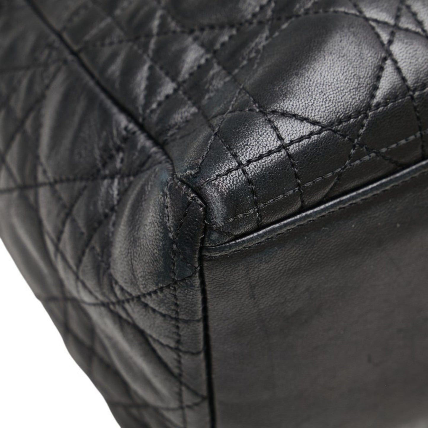 Christian Dior Lady Dior Black Leather Handbag  