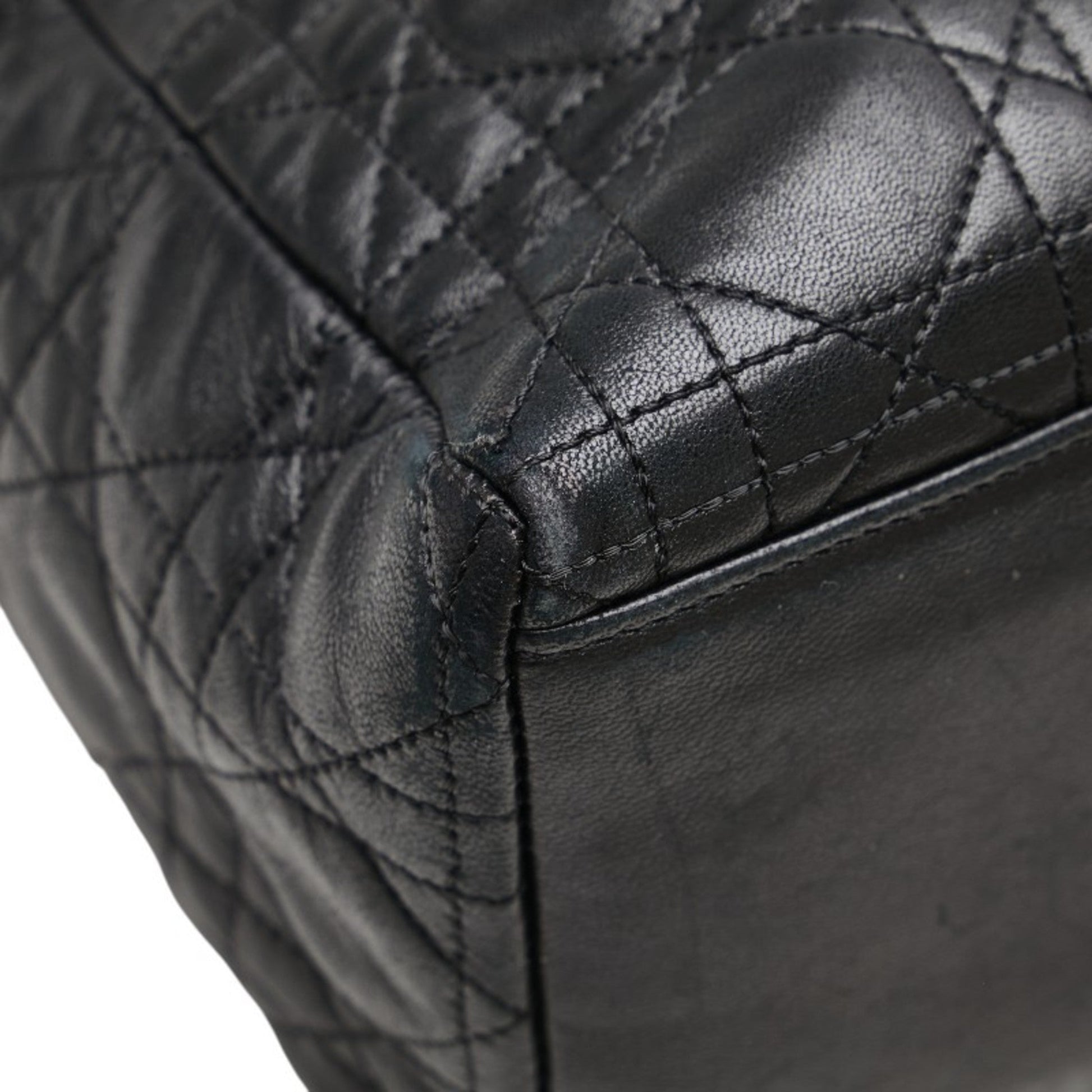 Christian Dior Lady Dior Black Leather Handbag  