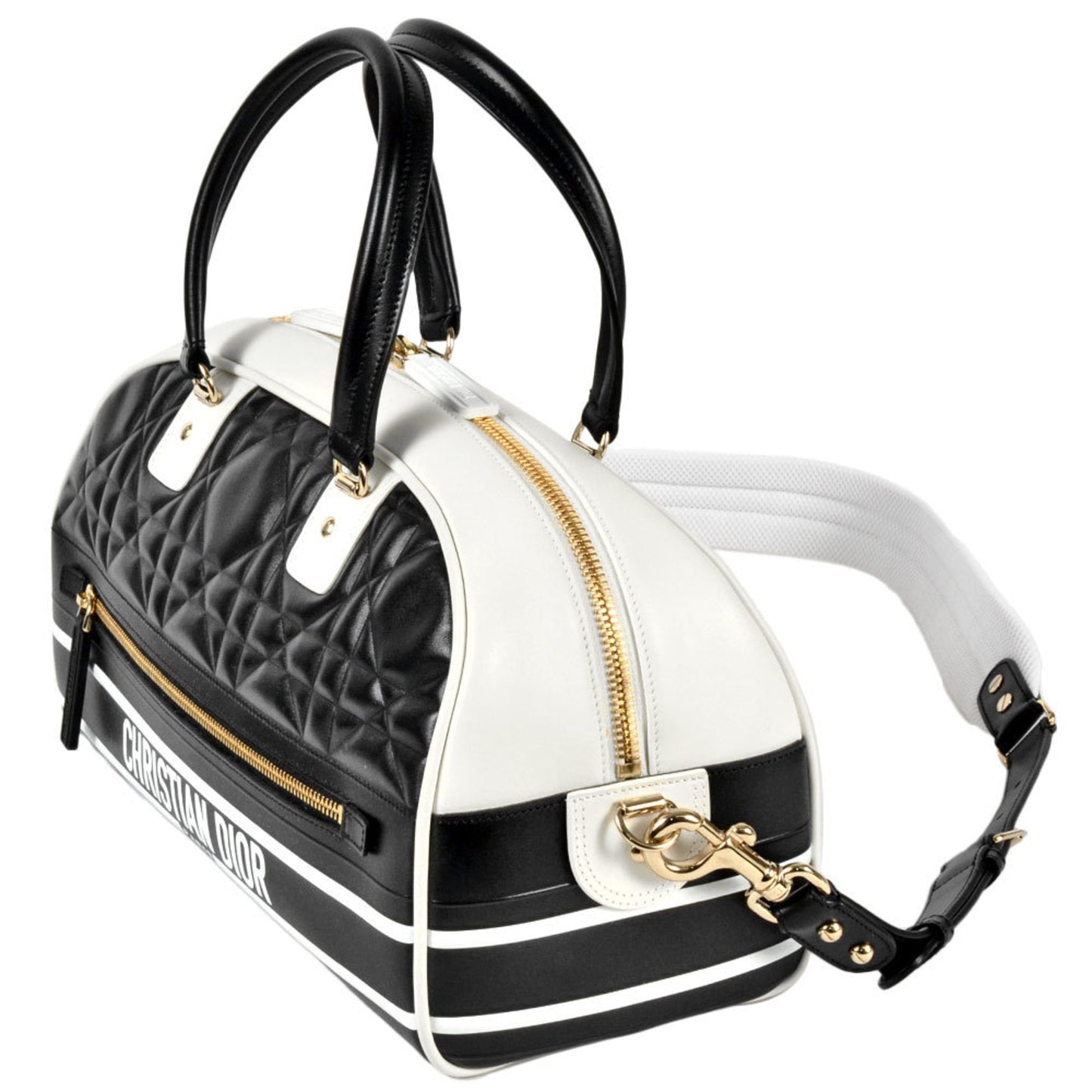 Christian Dior Black White Leather Handbag  