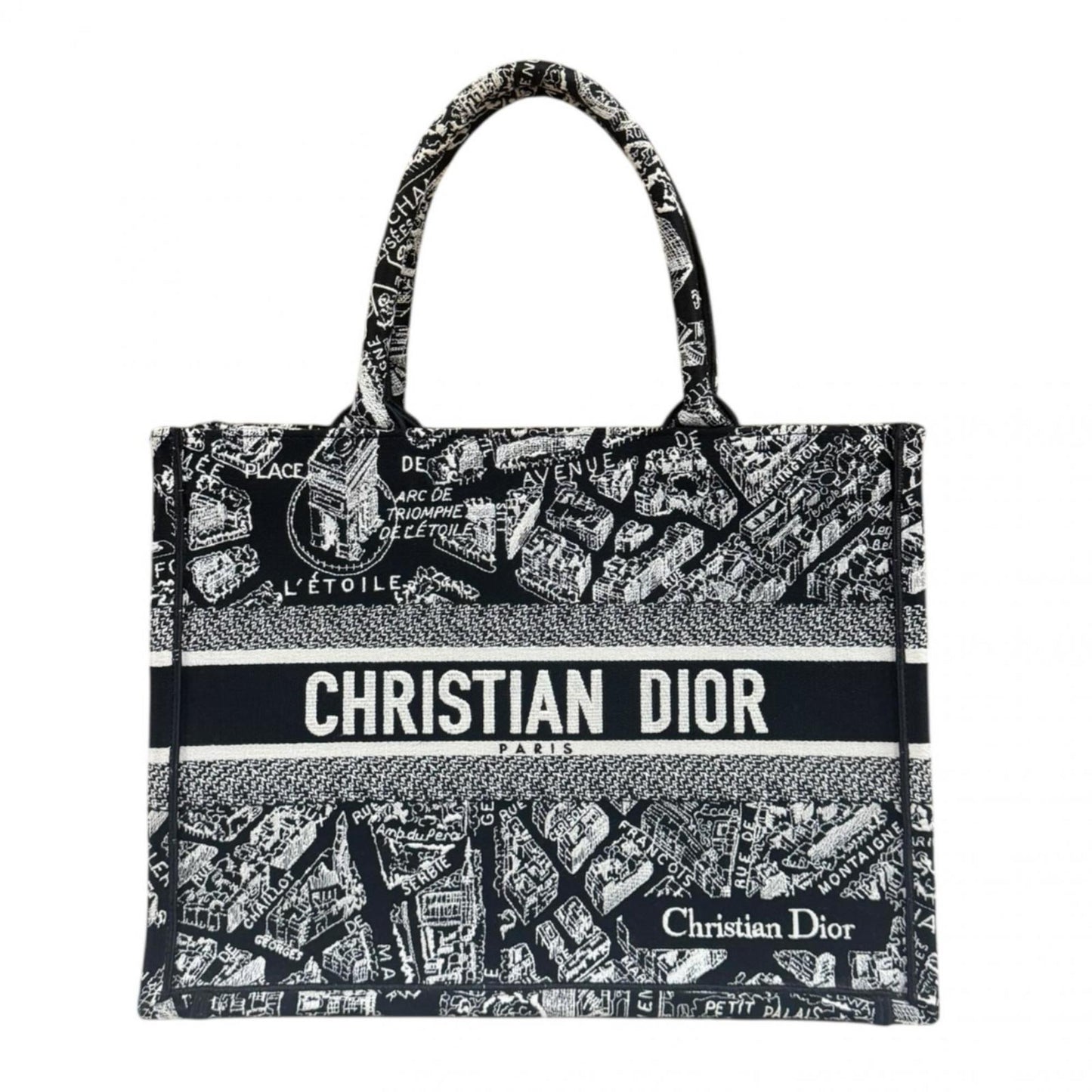 Christian Dior Black White Canvas Tote Bag  