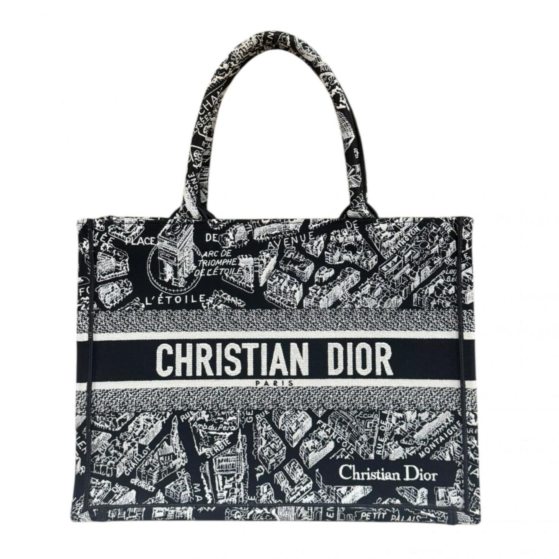 Christian Dior Black White Canvas Tote Bag  