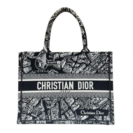 Christian Dior Black White Canvas Tote Bag  