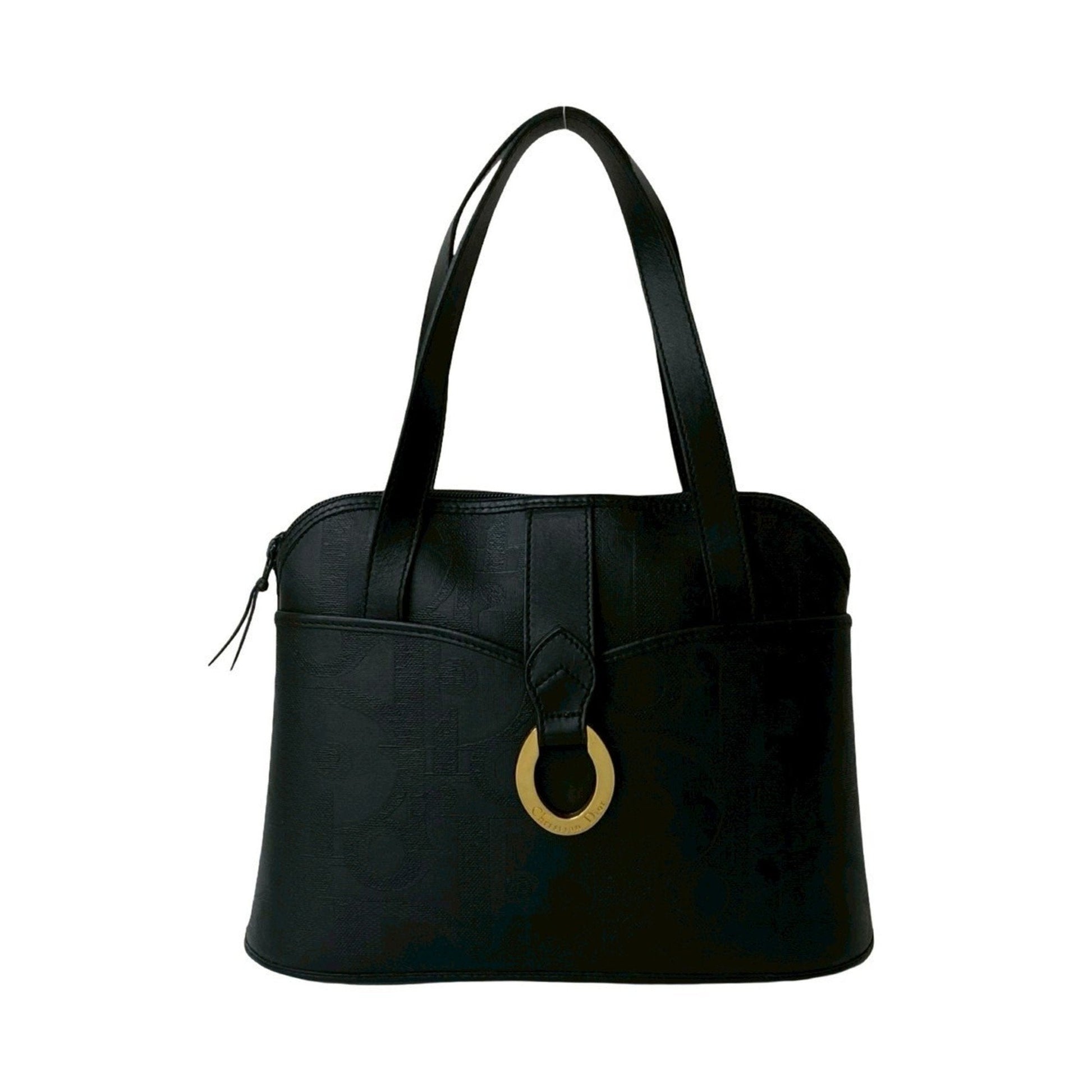 Christian Dior Black Leather Pvc Boston Bag Handbag  
