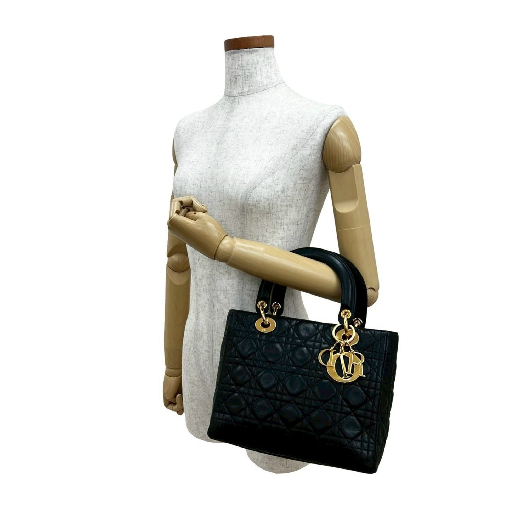 Christian Dior Black Leather Handbag Tote Bag  