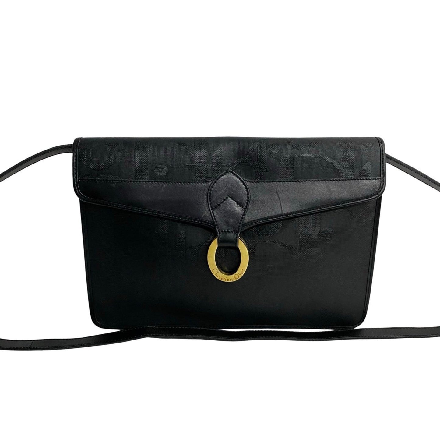 Christian Dior Black Leather Pvc Pochette Shoulder Bag  