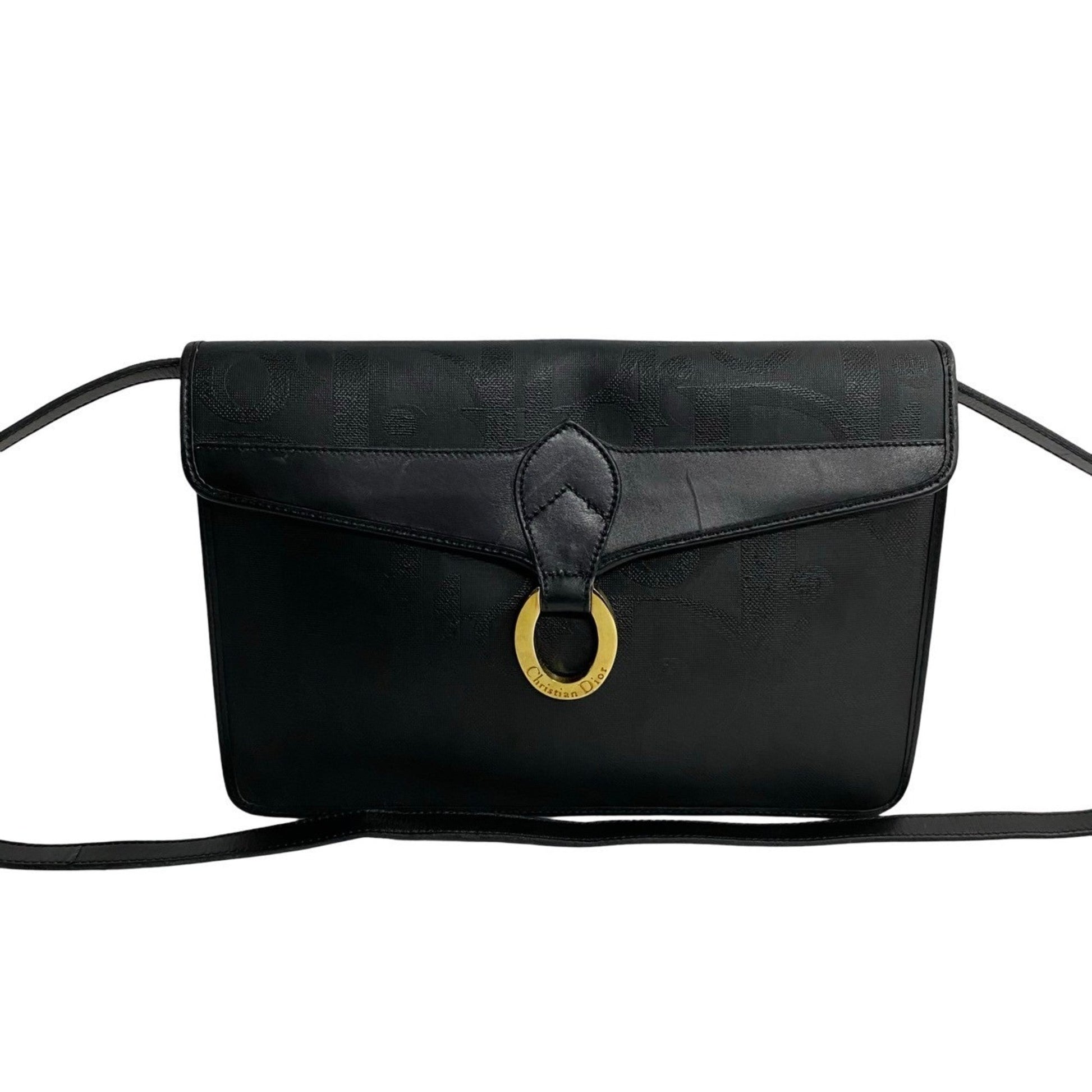 Christian Dior Black Leather Pvc Pochette Shoulder Bag  