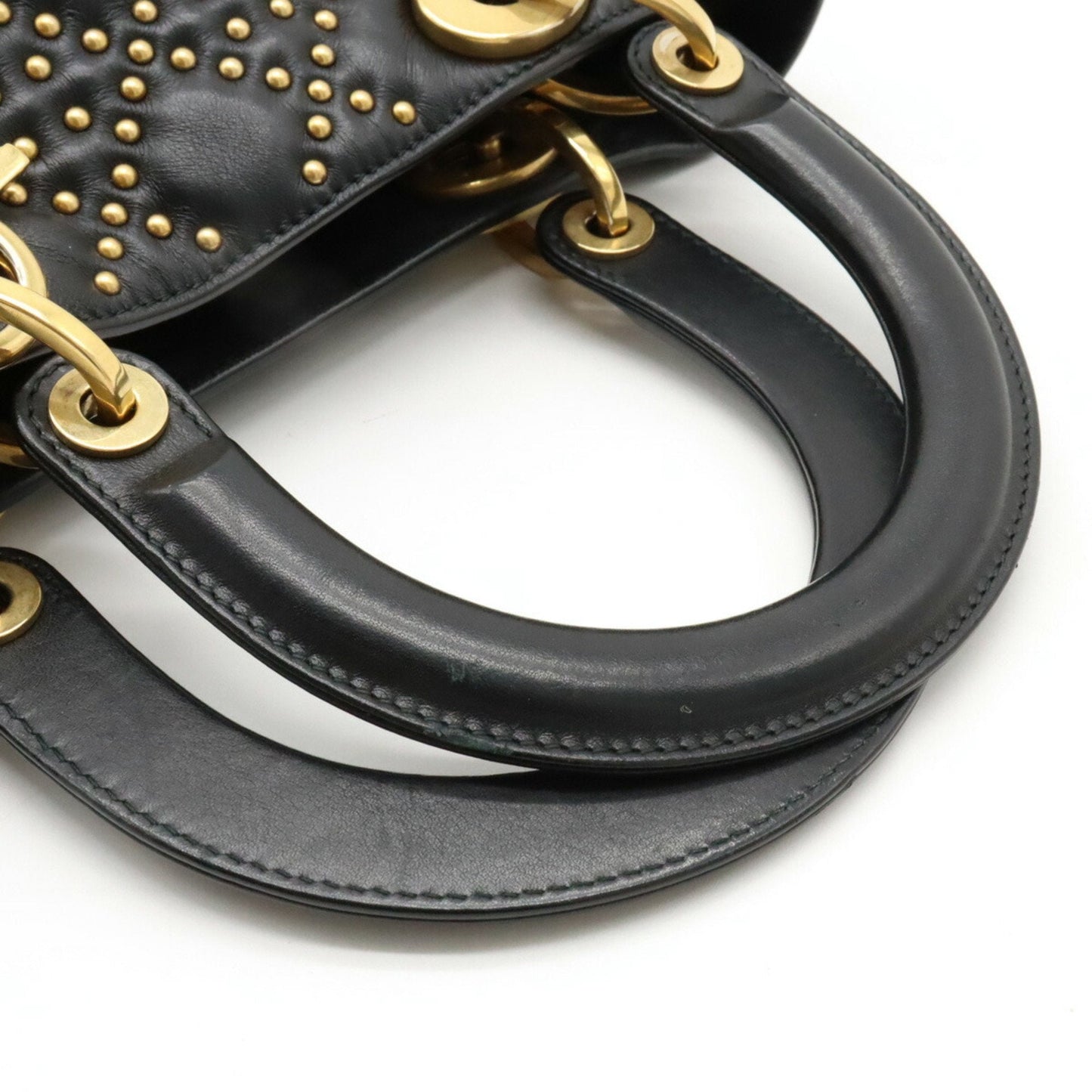 Christian Dior Lady Dior Black Leather Handbag Shoulder Bag  