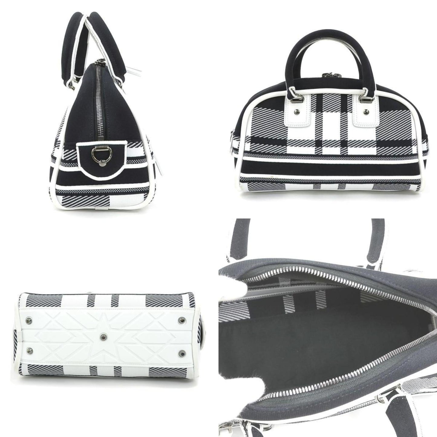 Christian Dior Black White Canvas Handbag Shoulder Bag  