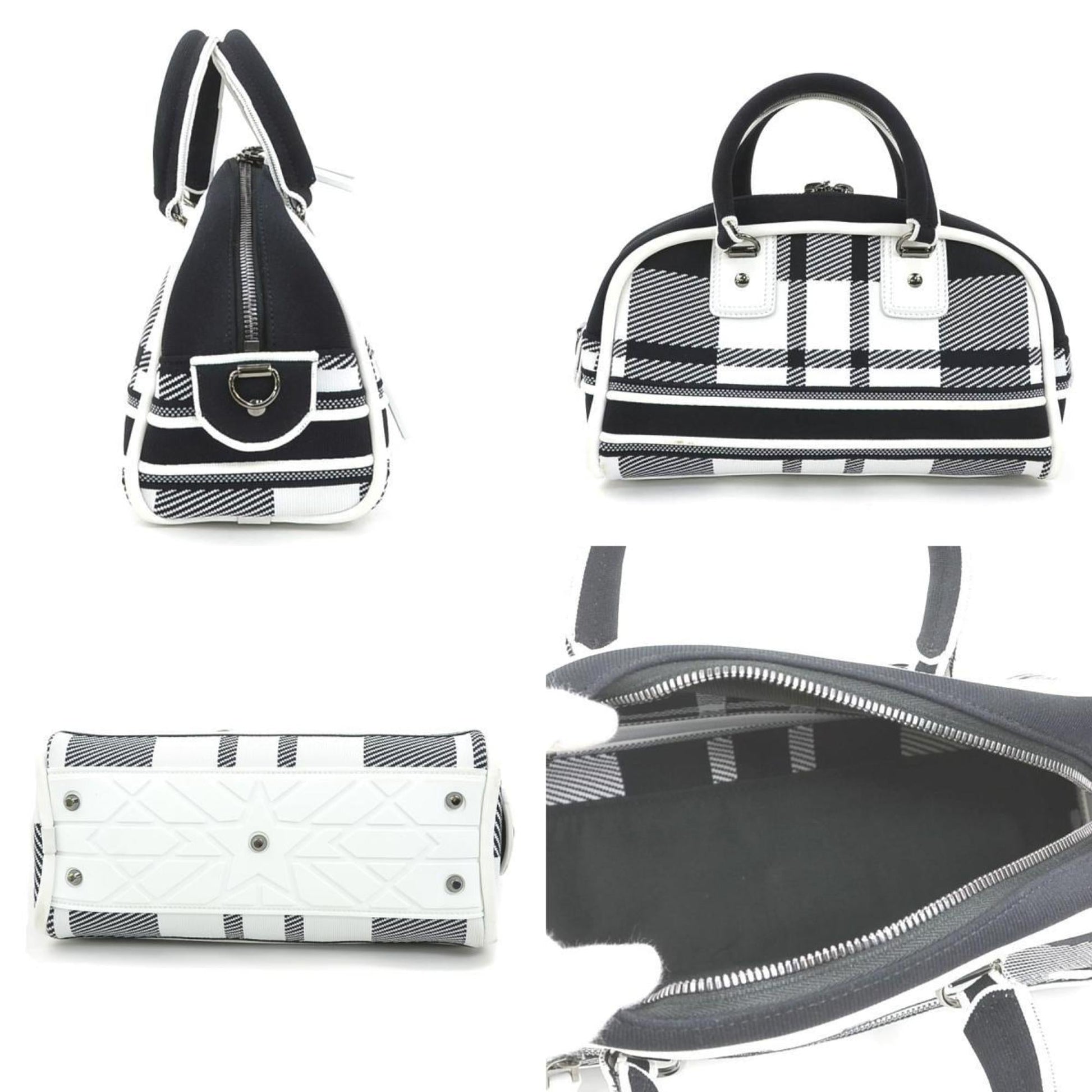 Christian Dior Black White Canvas Handbag Shoulder Bag  