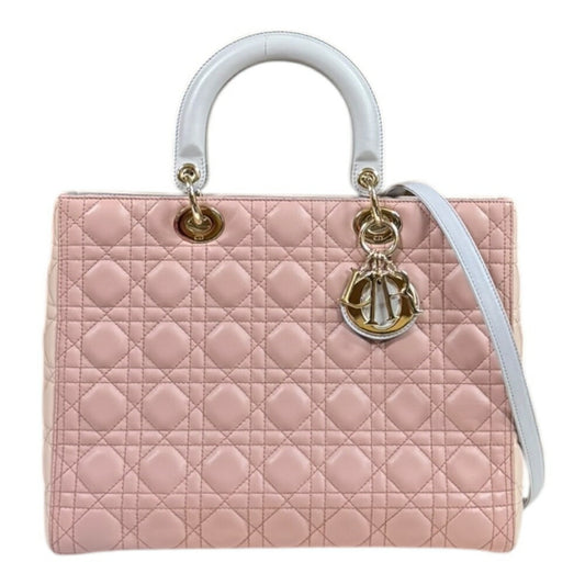 Christian Dior Gray Pink Leather Shoulder Bag  