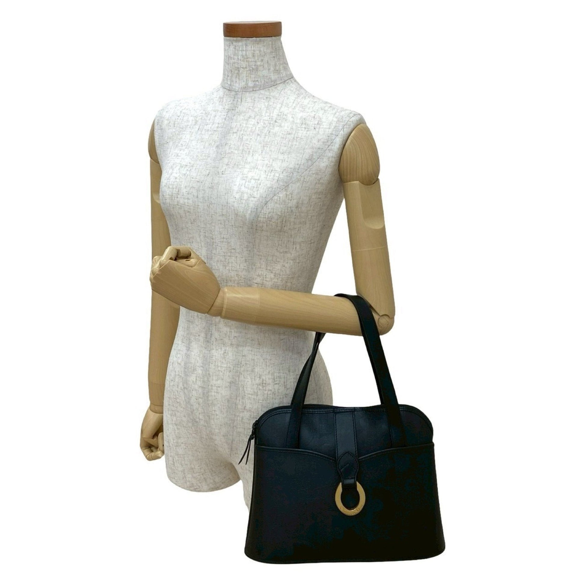 Christian Dior Black Leather Pvc Boston Bag Handbag  