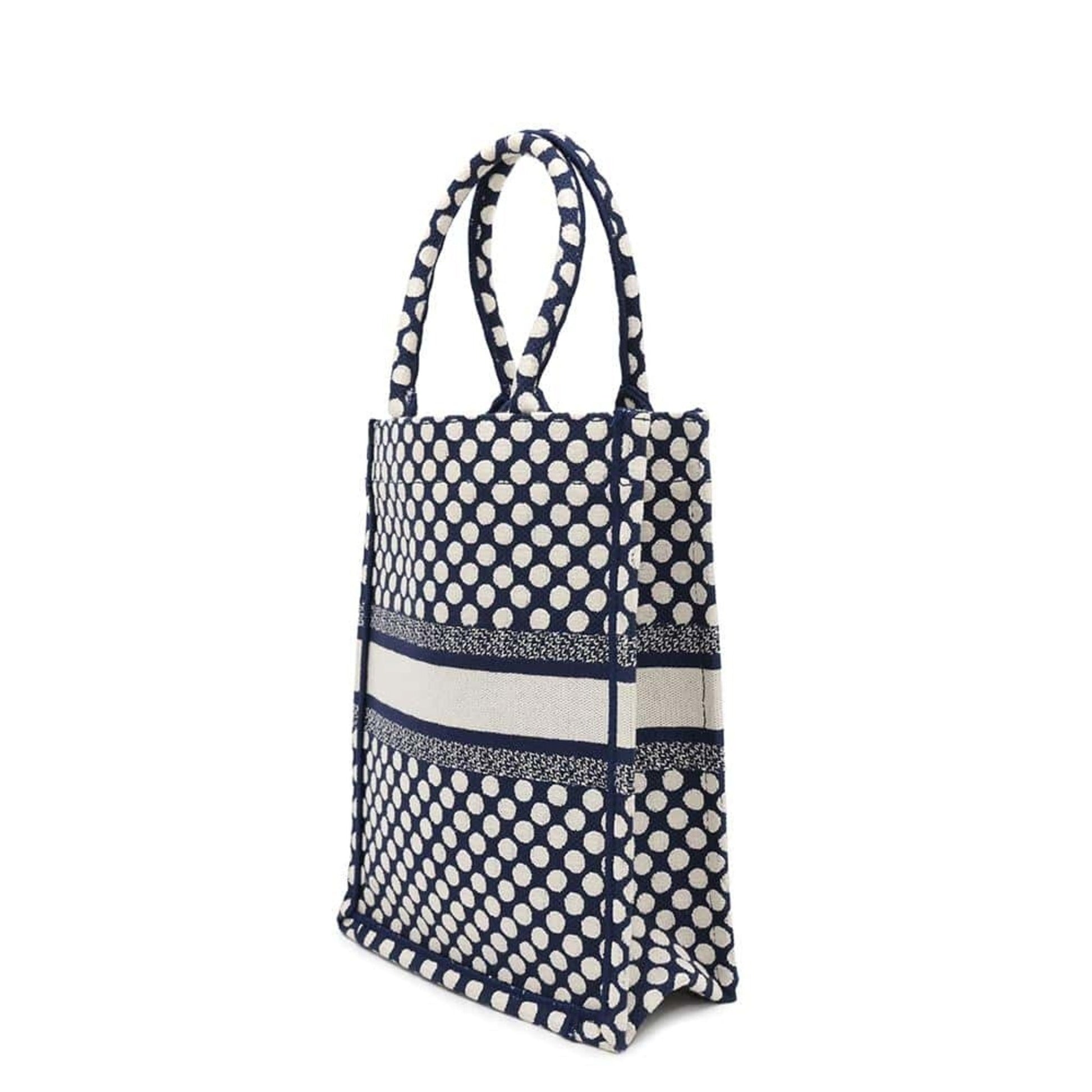 Christian Dior Navy White Canvas Handbag  