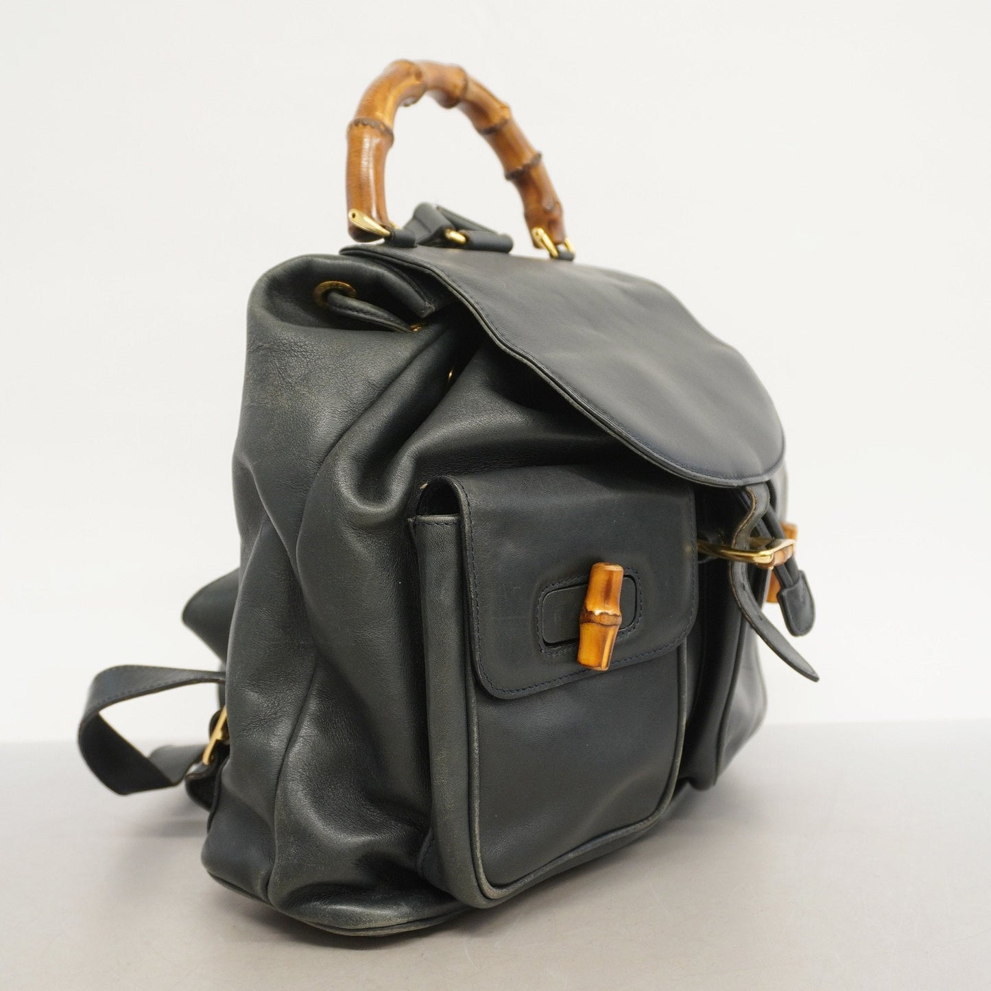Gucci Bamboo Black Leather Backpack Style 1