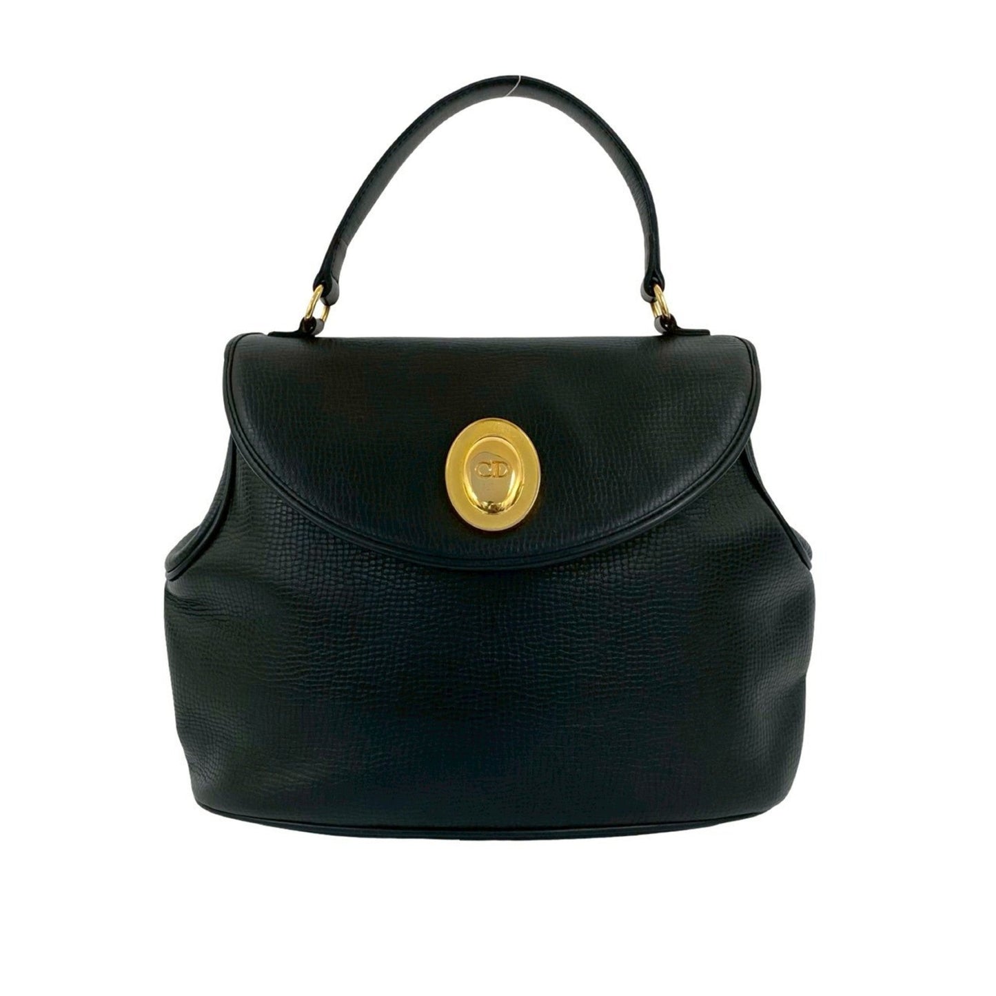 Christian Dior Black Leather Handbag Tote Bag  