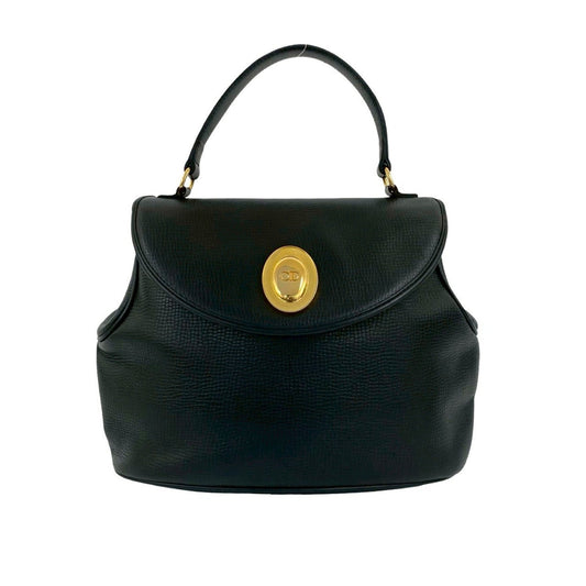 Christian Dior Black Leather Handbag Tote Bag  