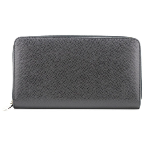 LOUIS VUITTON M30056 Zippy Organizer Taiga Long Wallet Black Men's