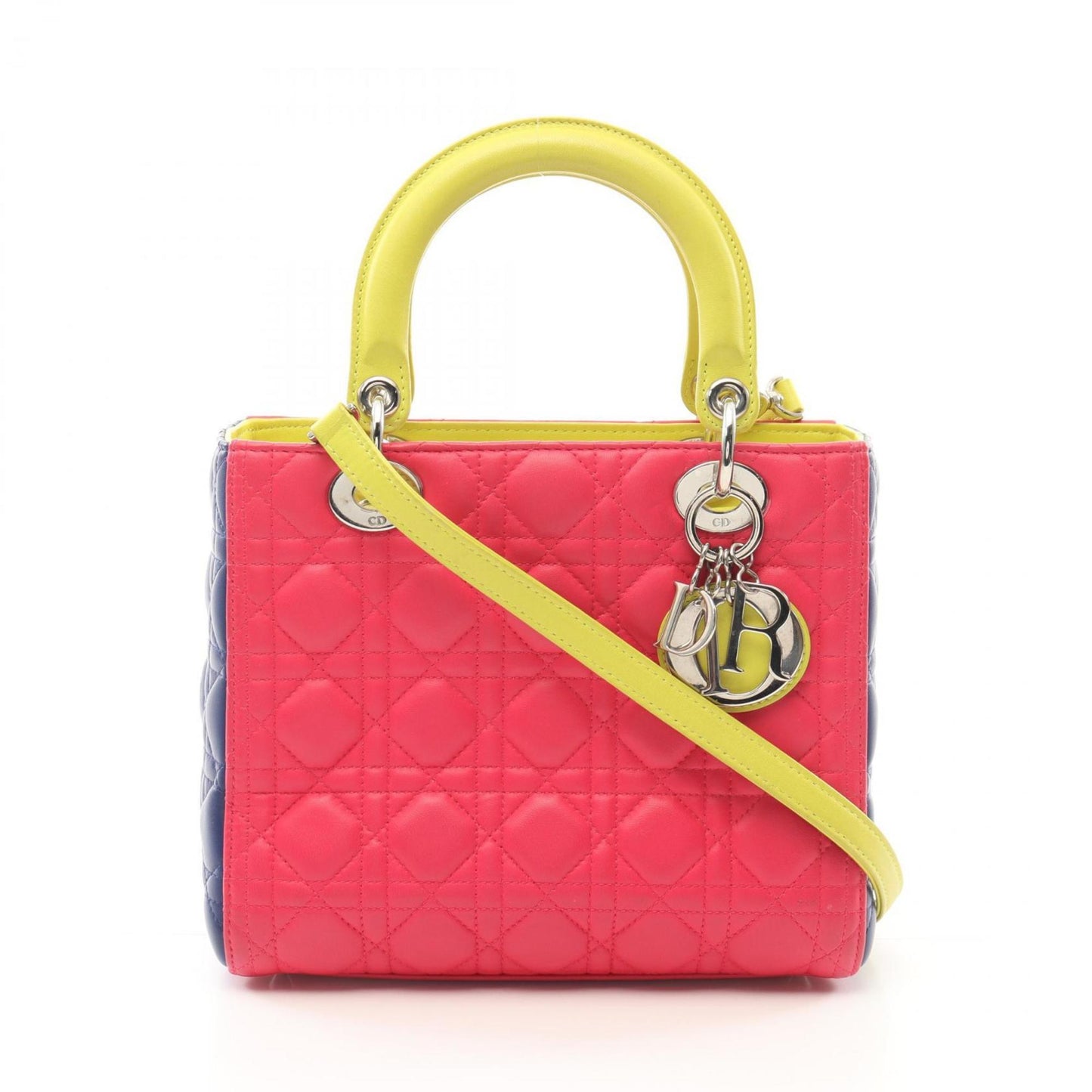 Christian Dior Blue Green Pink Leather Handbag  