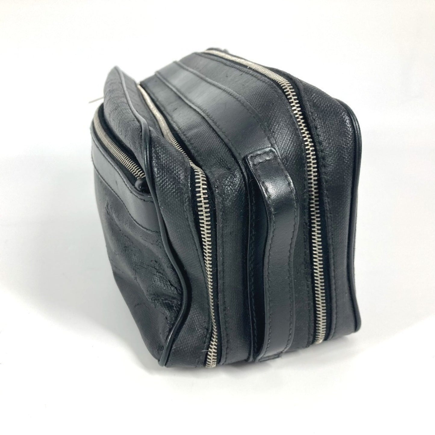 Christian Dior Black Leather Coated Canvas Clutch Bag Pouch  