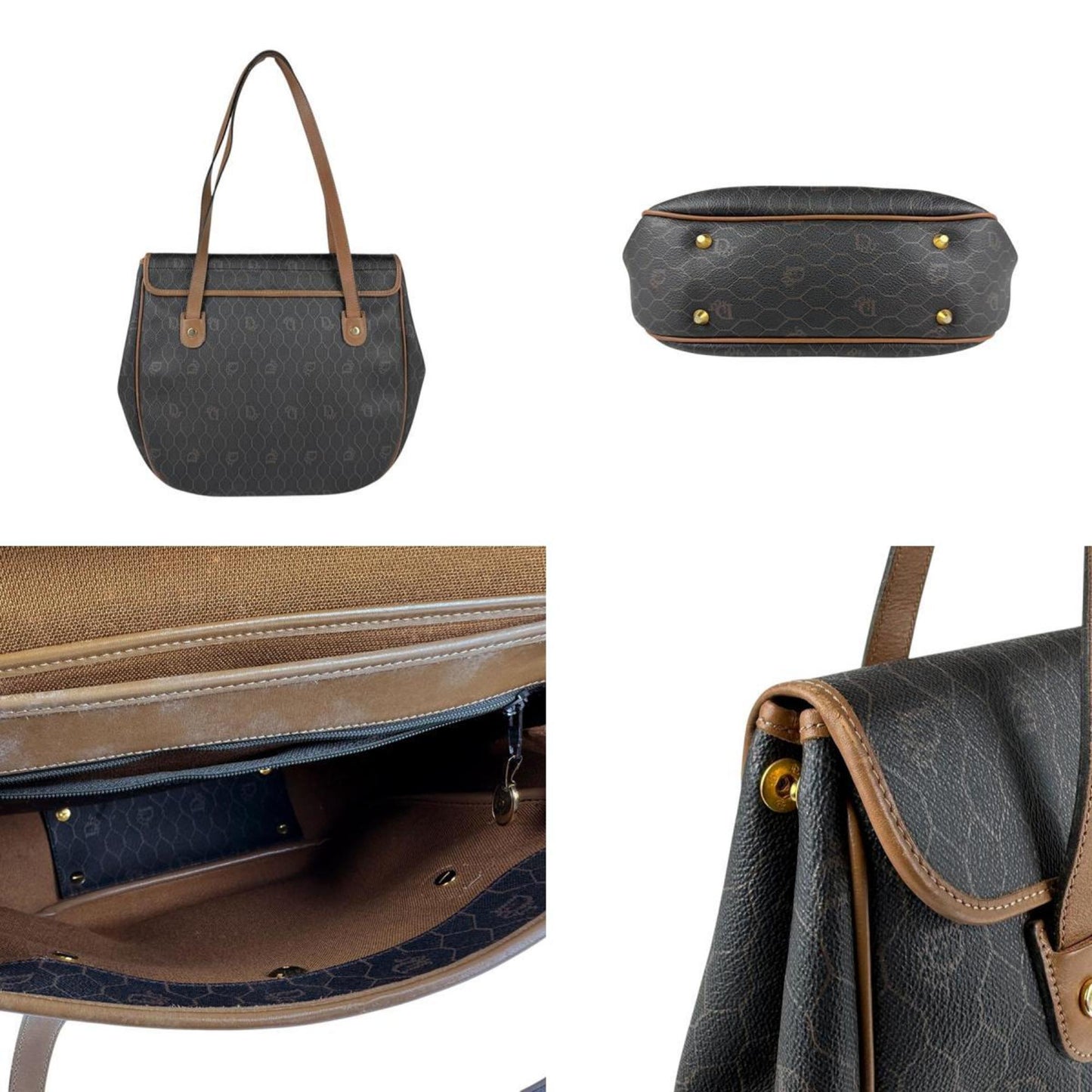 Christian Dior Brown Pvc Leather Shoulder Bag  