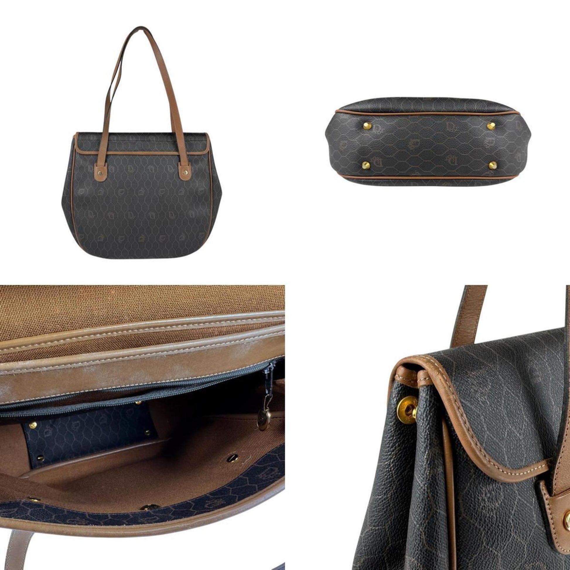 Christian Dior Brown Pvc Leather Shoulder Bag  