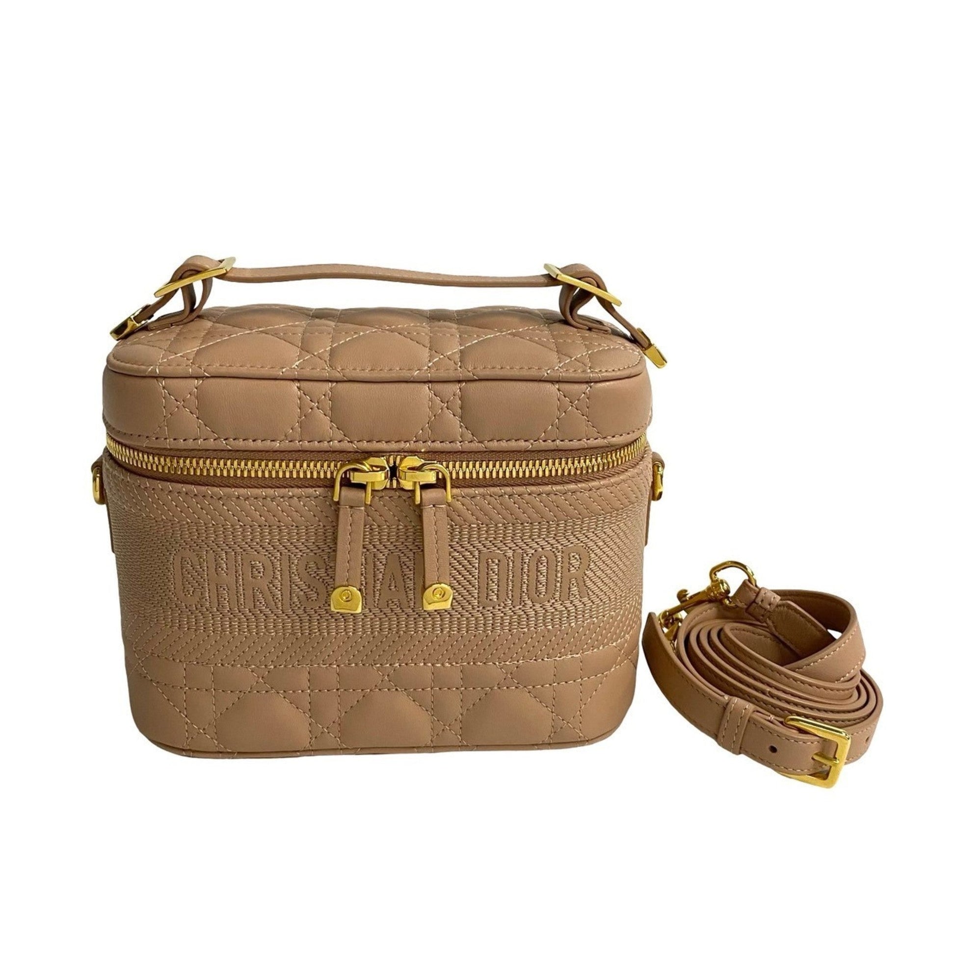 Christian Dior Pink Beige Leather Shoulder Bag  