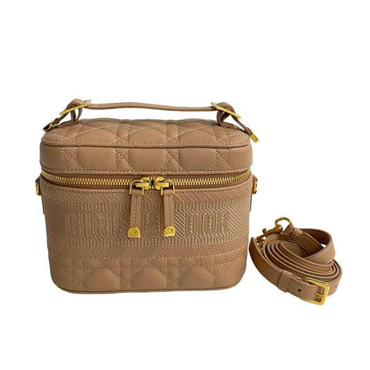 Christian Dior Pink Beige Leather Shoulder Bag  