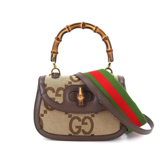Gucci Lou Leather Canvas Shoulder Bag