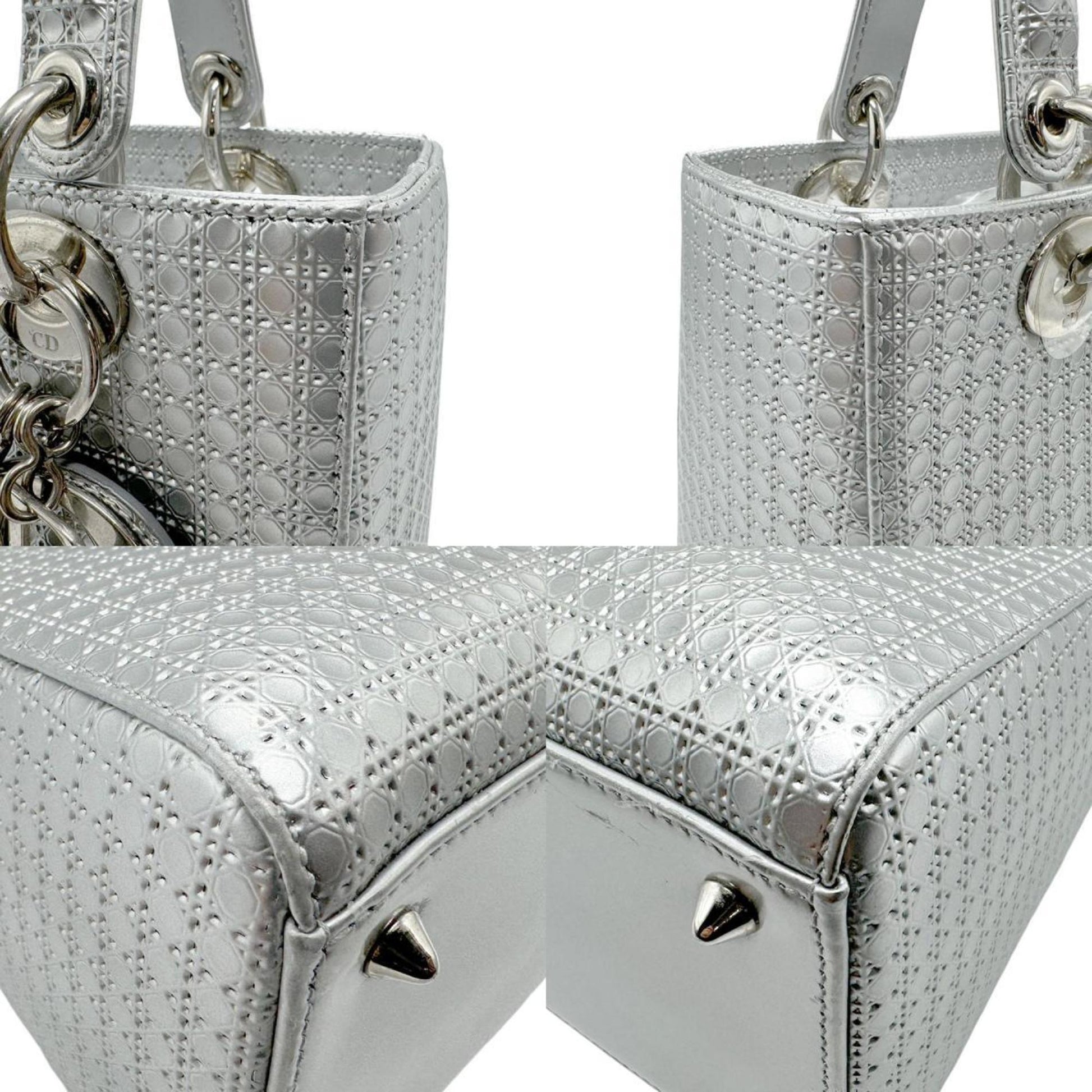 Christian Dior Silver Leather Handbag Shoulder Bag  
