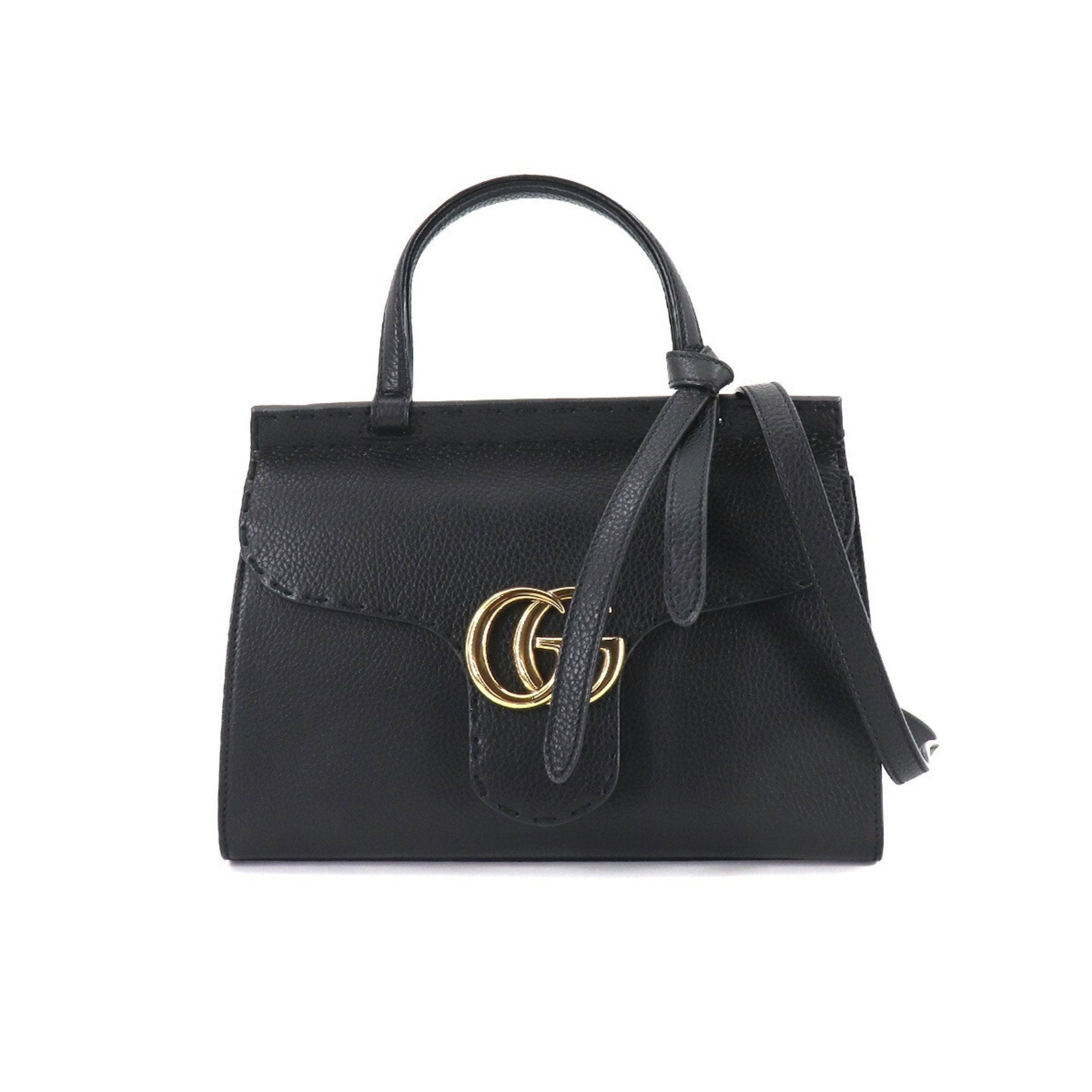 Gucci GG Marmont Black Leather Shoulder Bag Style 2