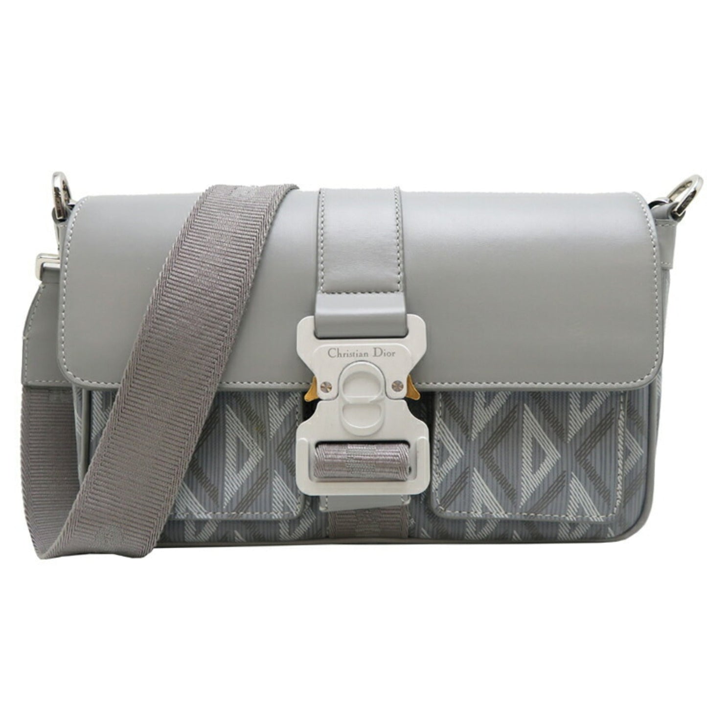 Christian Dior Gray Leather Shoulder Bag  