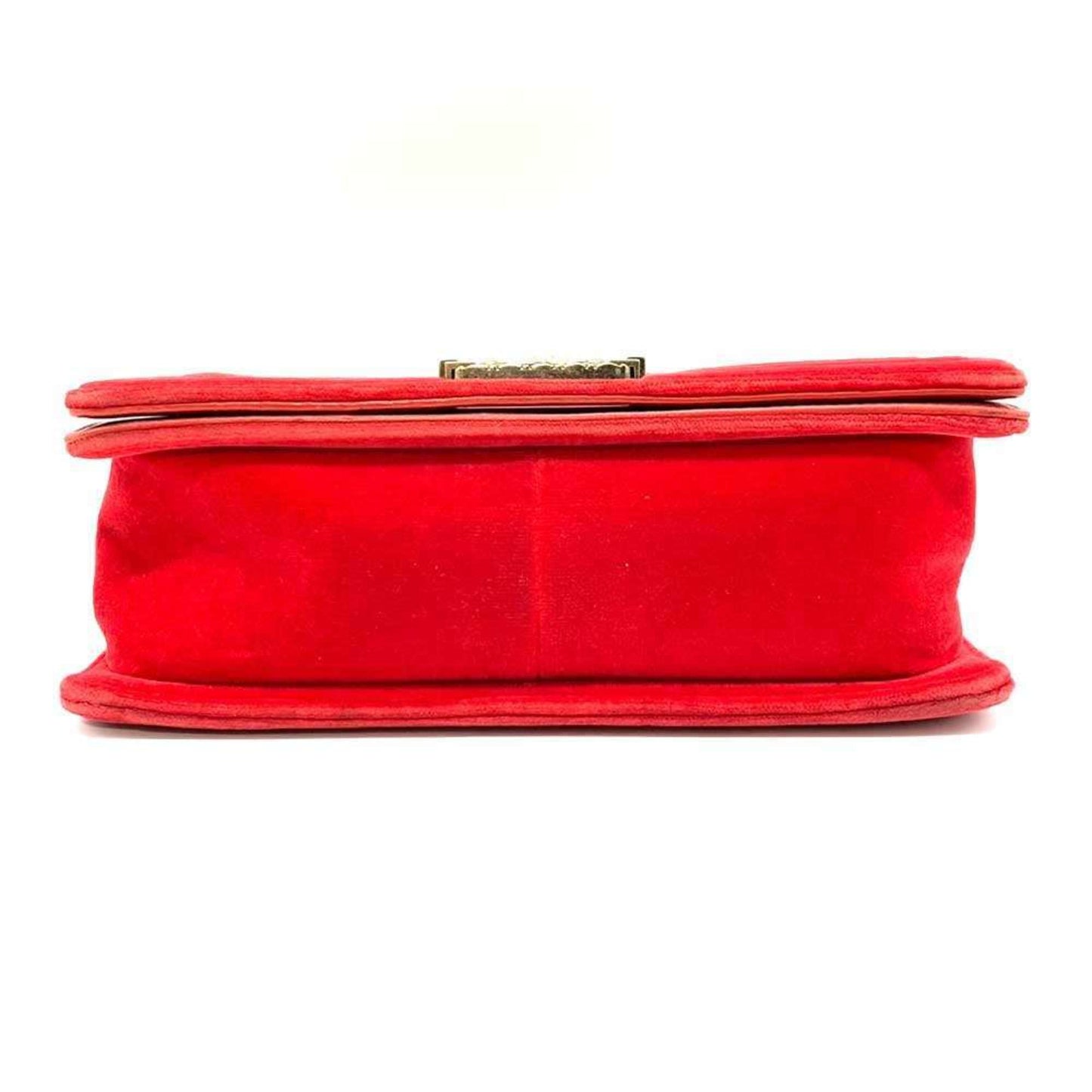 Chanel Bag Boy Chain Shoulder Red x Green Checkered Horizontal Women s Velour Canvas CHANEL