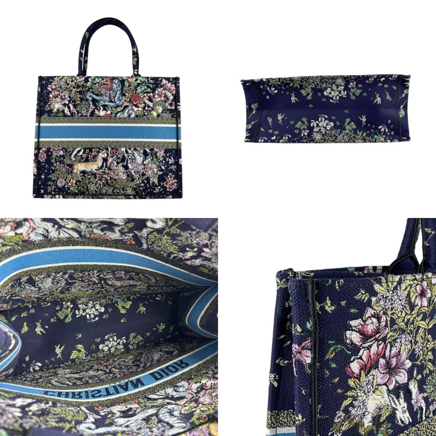 Christian Dior Multi-Color Navy Canvas Shoulder Bag  