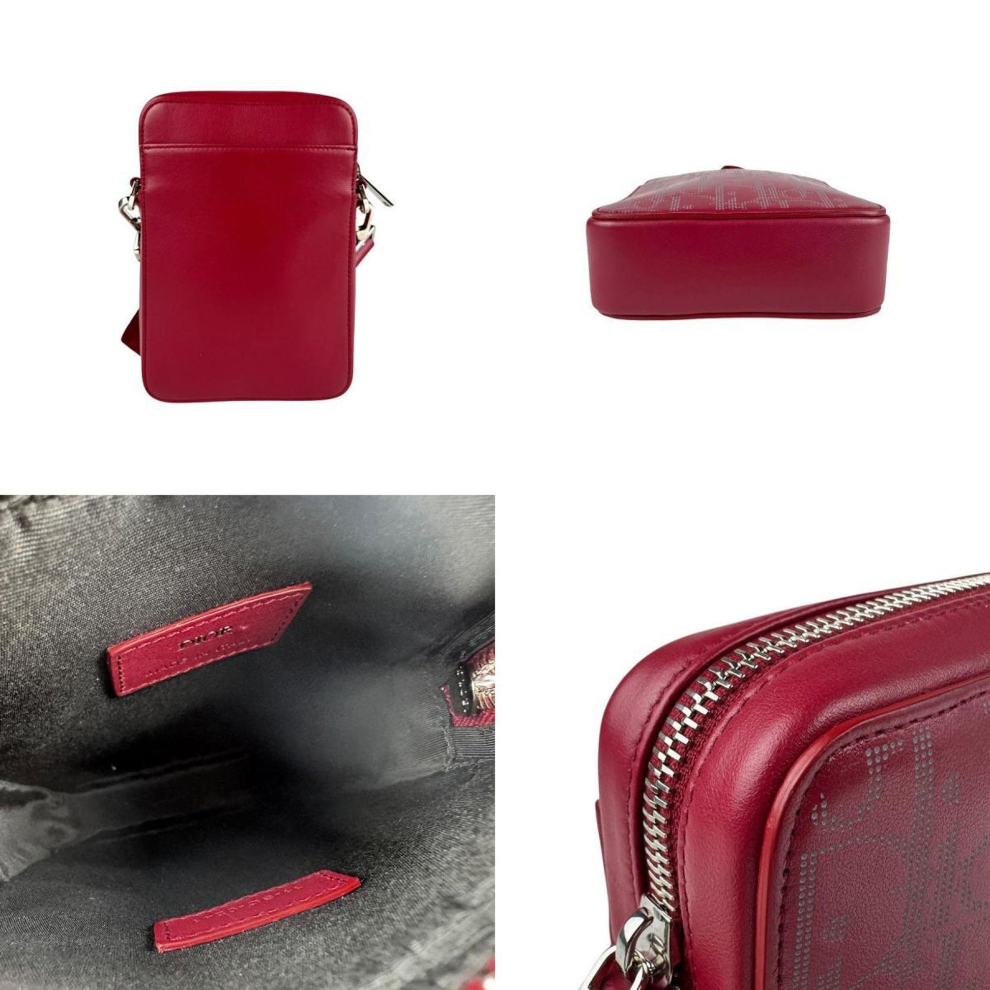 Christian Dior Red Color Leather Shoulder Bag  