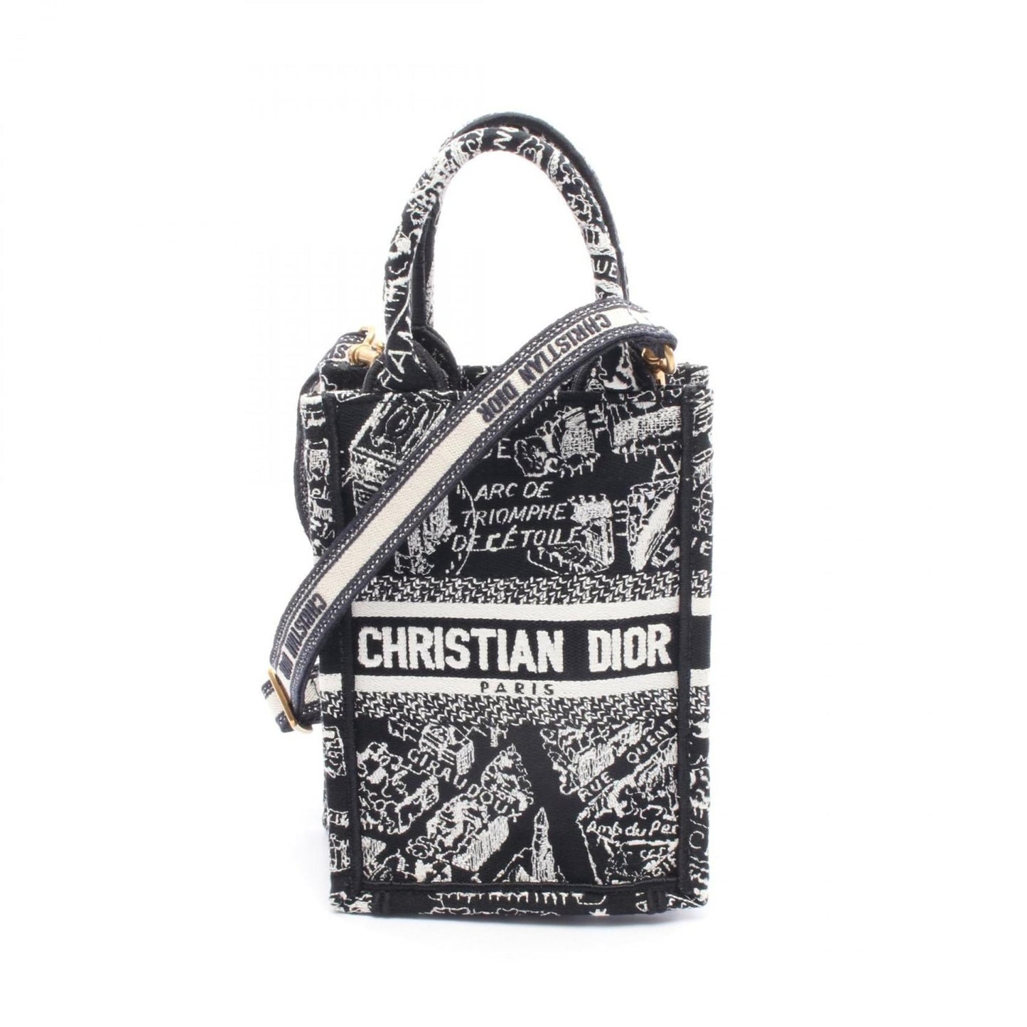 Christian Dior Black White Canvas Handbag Tote Bag  