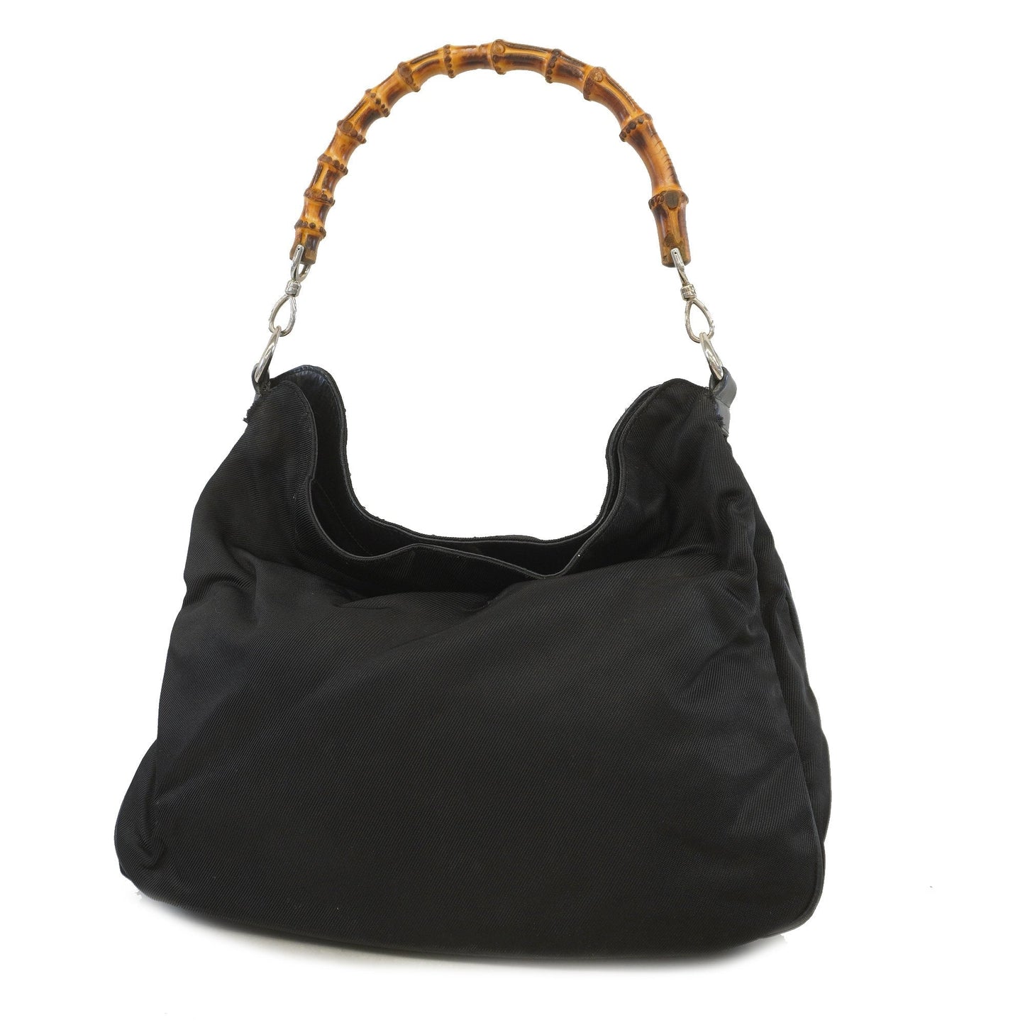 Gucci Bamboo Black Canvas Nylon Shoulder Bag