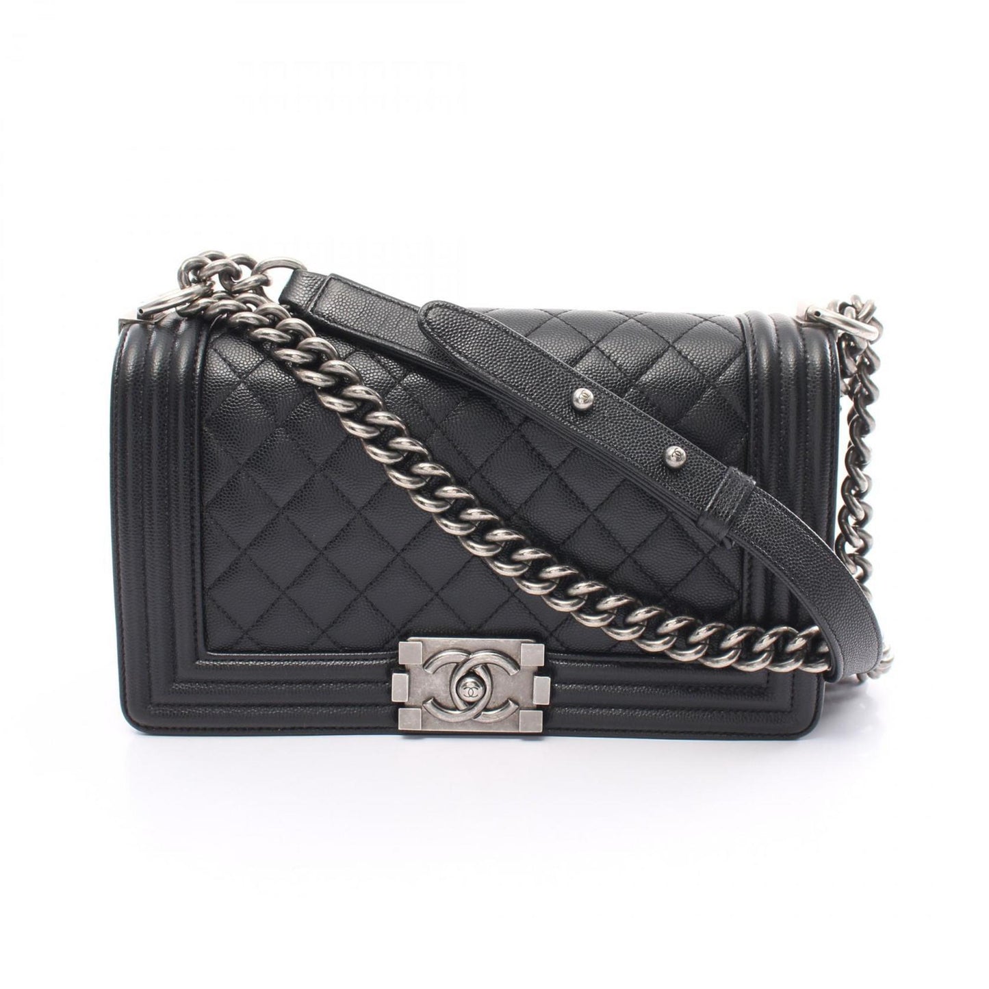 CHANEL Boy Chanel Shoulder Bag Caviar Skin Women s Black