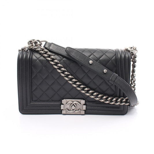 CHANEL Boy Chanel Shoulder Bag Caviar Skin Women s Black