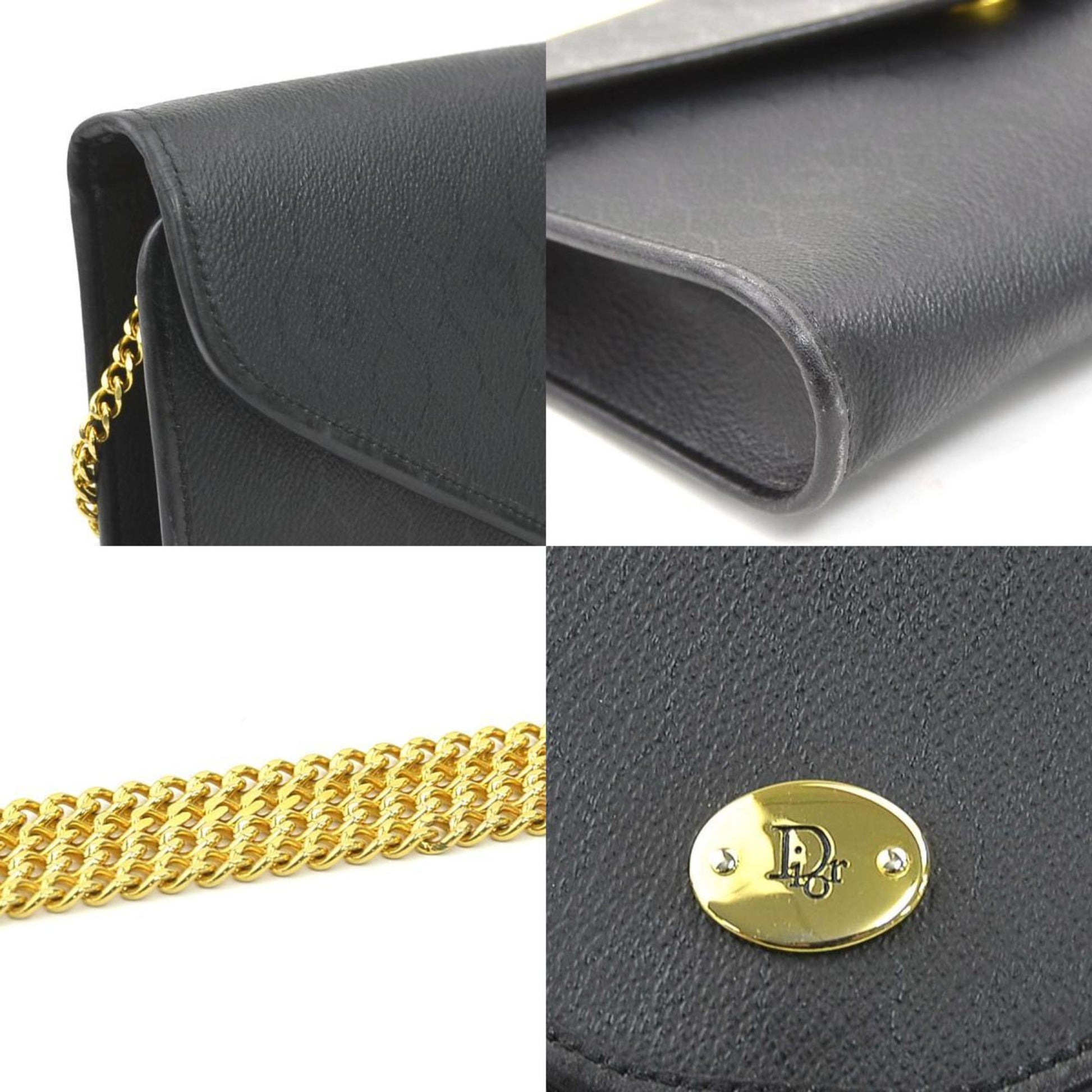 Christian Dior Black Leather Shoulder Bag  
